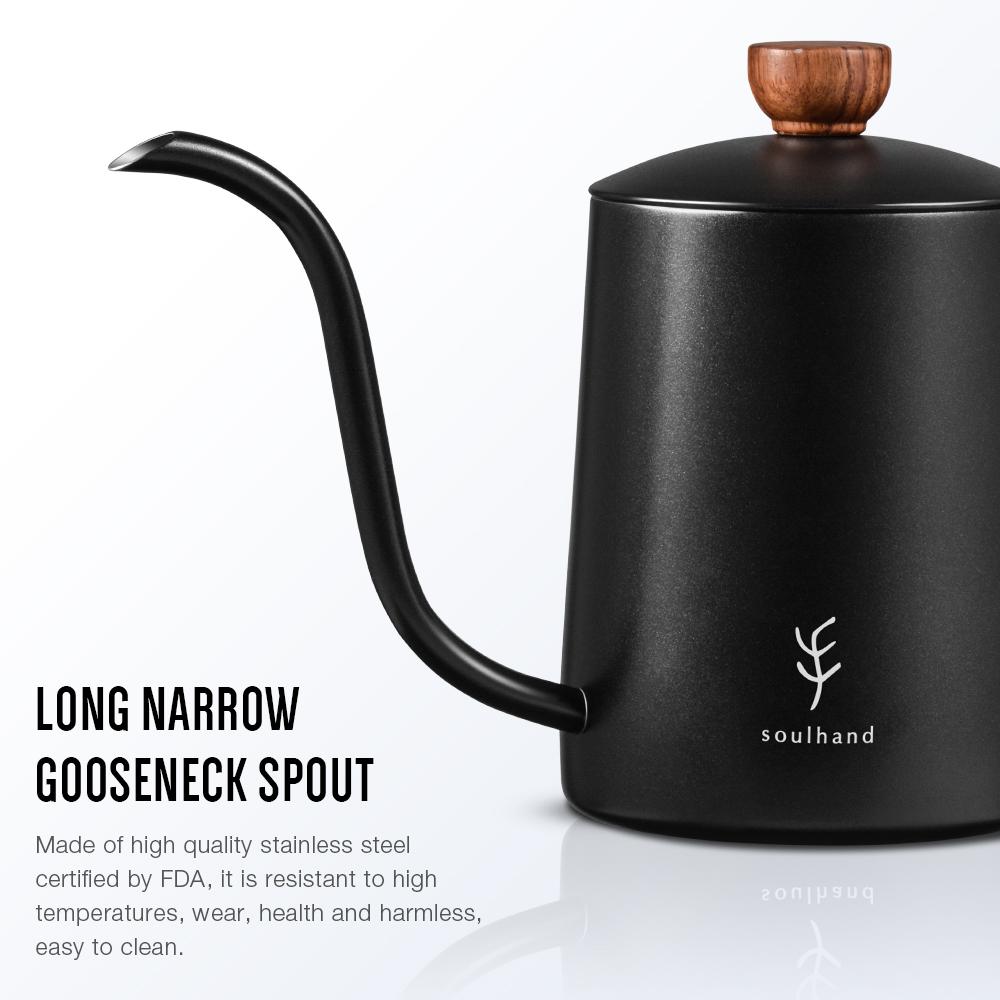  Kslong 600ml Gooseneck Tea Kettle Long Narrow Spout Coffee  Maker With Wooden Handle: Home & Kitchen