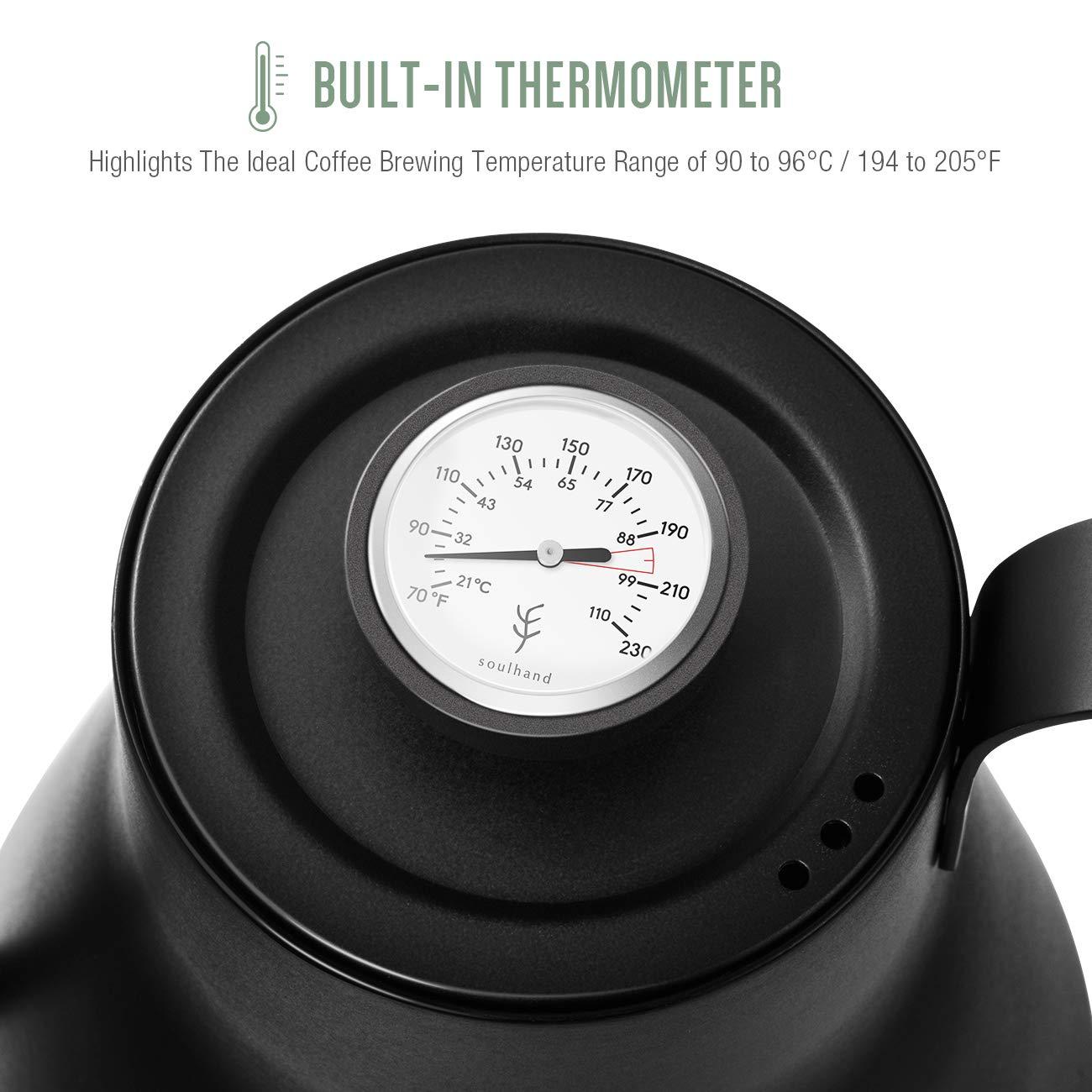 US Only】Soulhand Pour Over Kettle with Thermometer, Gooseneck