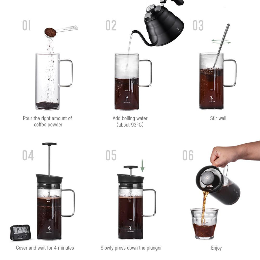 Easy Go French Press Coffee Maker 16oz – SOUL&SOUL