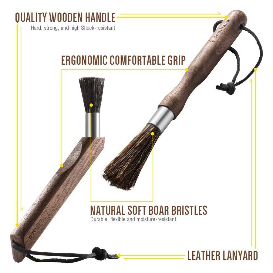 PROFESSIONAL COFFEE BRUSH SET NATURAL WALNUT  - soulhand