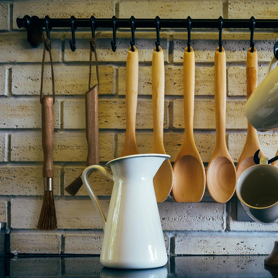 PROFESSIONAL COFFEE BRUSH SET NATURAL WALNUT  - soulhand