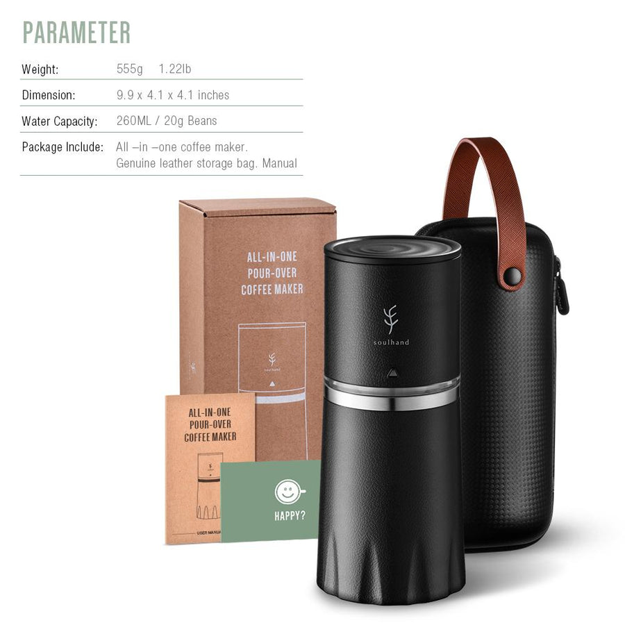 Portable All-in-One Coffee Maker Electric Coffee Bean Grinder Travel Office  Home