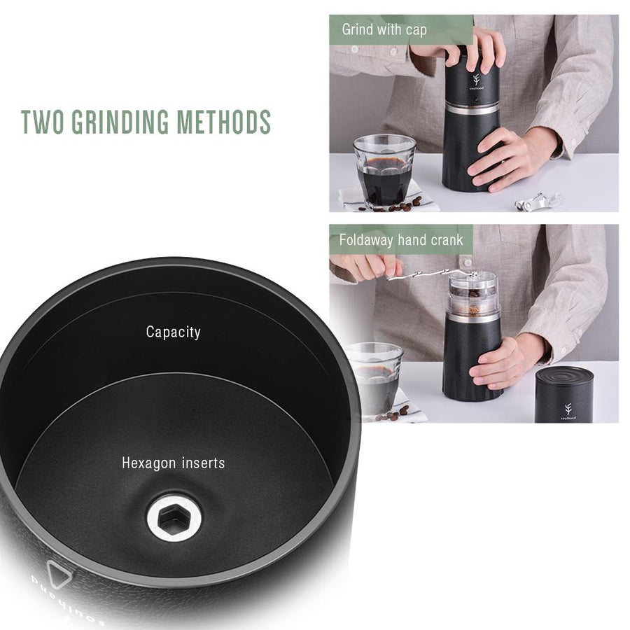 Portable Coffee Grinder, Electric and Manual 2-in-1 Café Grind