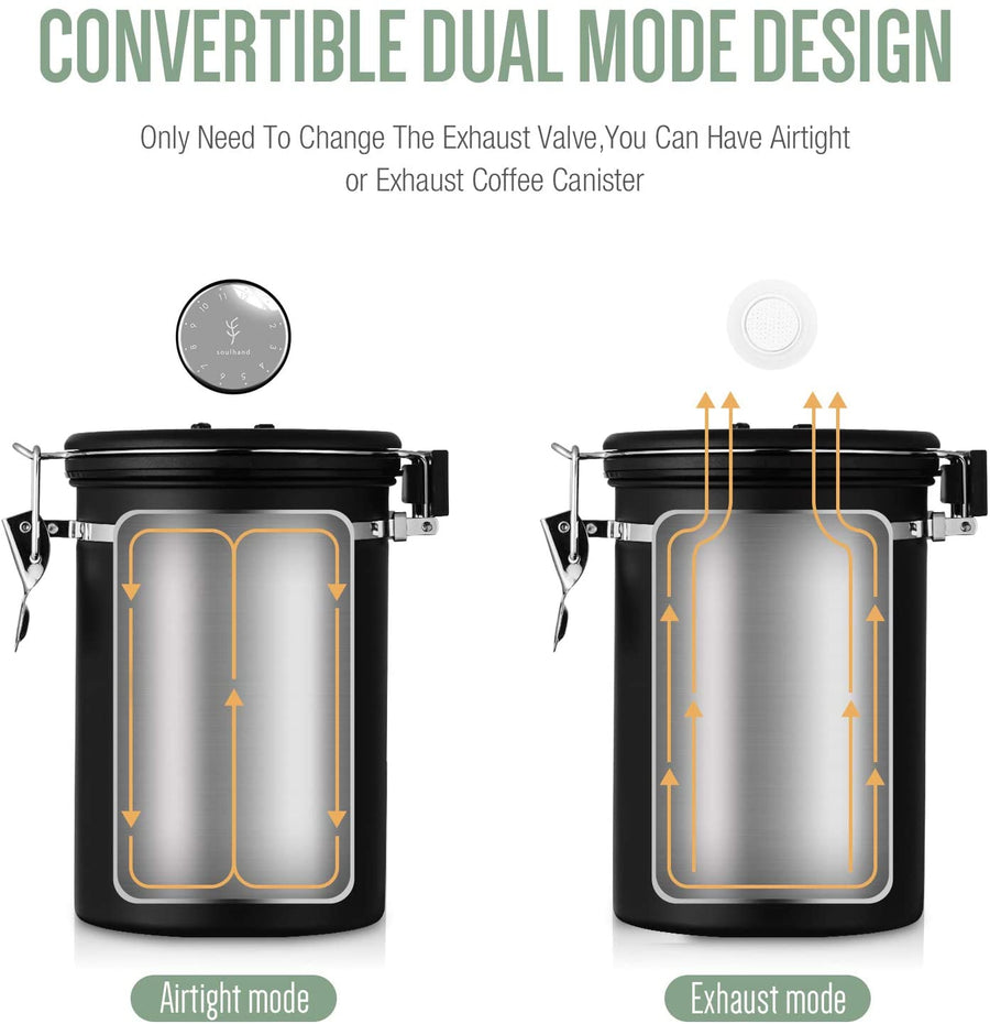 Soulhand Coffee Storage Container with Coffee Information Card Black 22oz/660g - soulhand