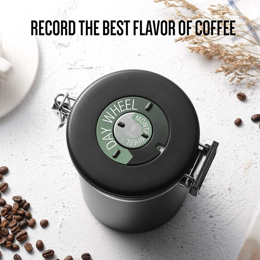 Soulhand Coffee Storage Container with Coffee Information Card Black 22oz/660g - soulhand
