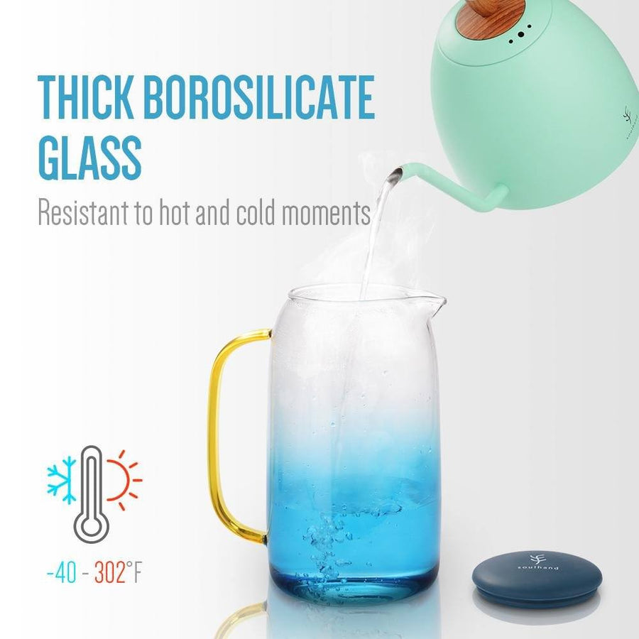 Soulhand Glass Water Pitcher with Two Cups 48oz/1.5L - soulhand