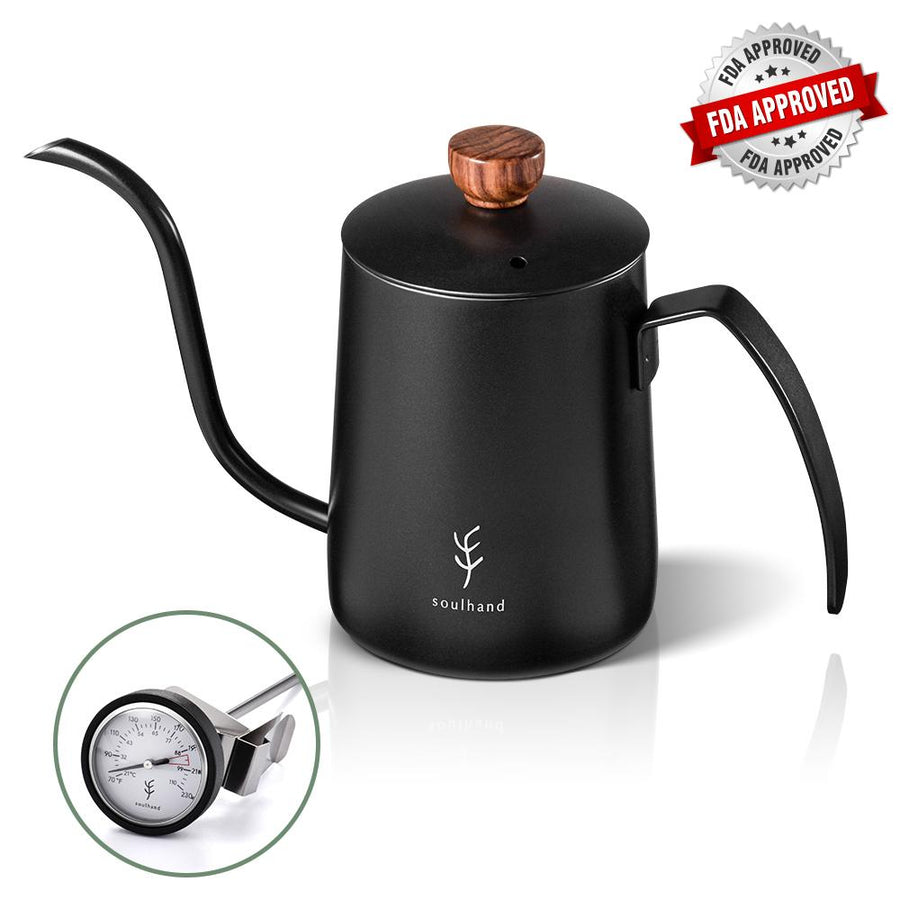 Stainless Steel Coffee Kettle With Wooden Handle 650ml Gooseneck Thin Spout  Thickened Hand Drip Pour Over Coffee Tea Pot