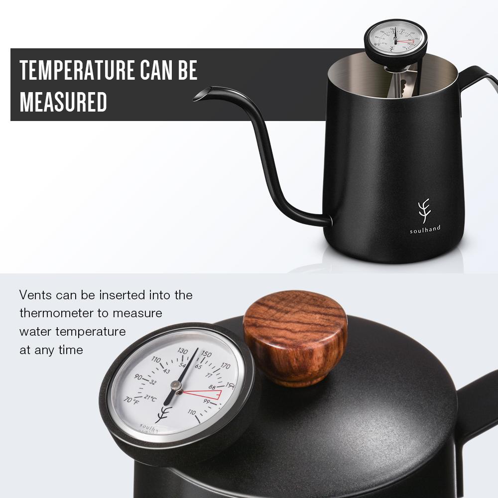 Soulhand Gooseneck Kettle Pour Over Coffee Kettle with Thermometer