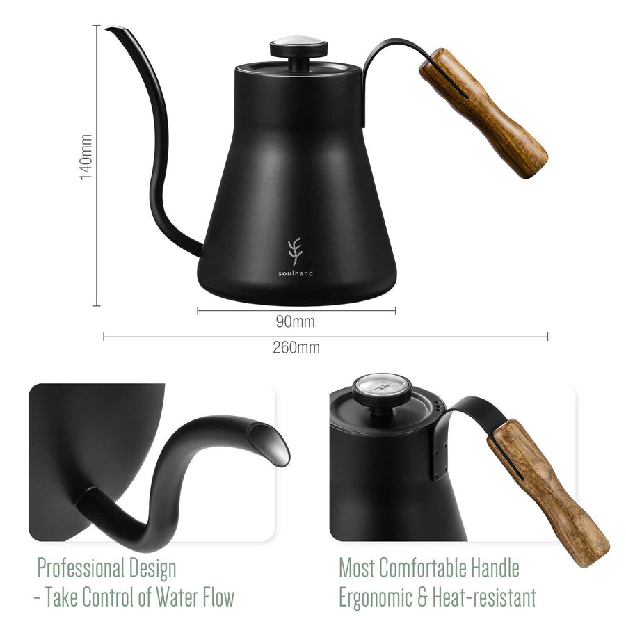 Soulhand Pour Over Kettle with Thermometer, Gooseneck Kettle 40oz/1200ML - soulhand