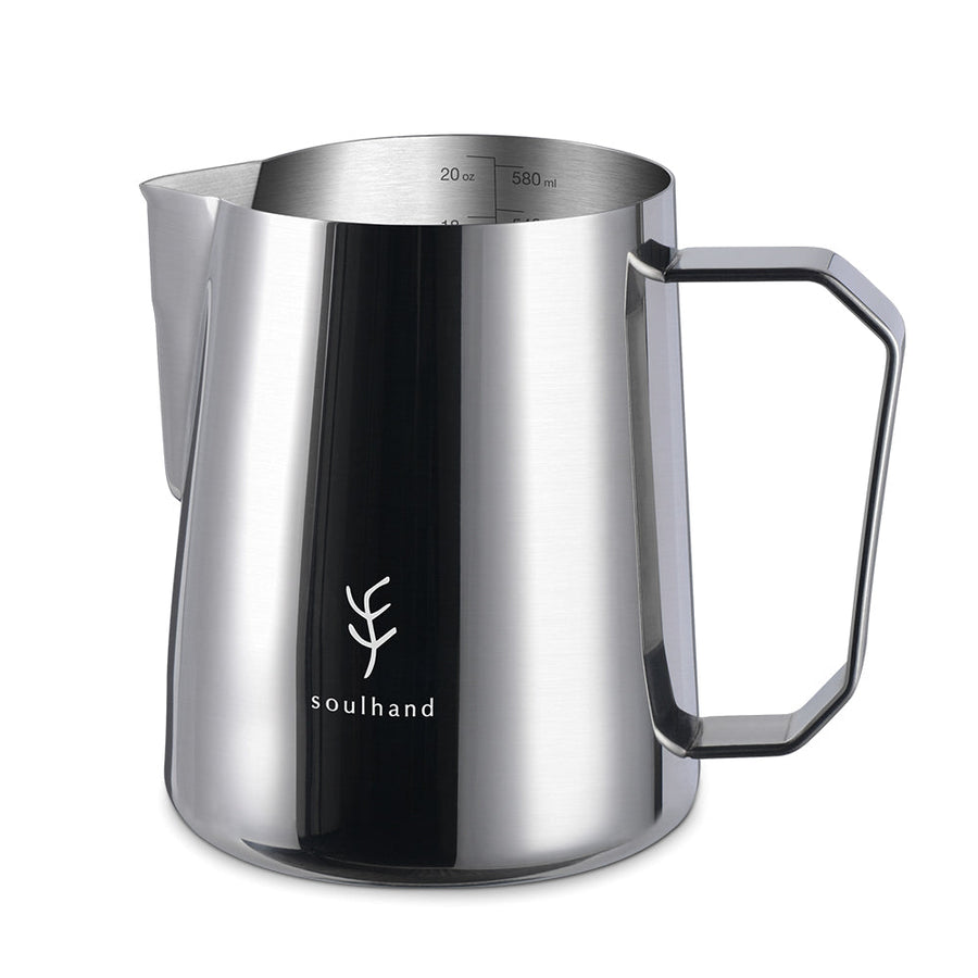 Soulhand Stainless Steel Milk Frothing Pitcher, For Espresso Machines, Latte Art 600ml