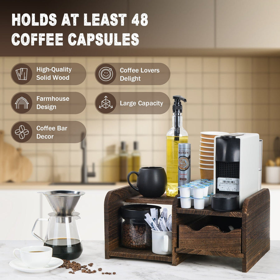 US Only】Soulhand Coffee Station Organizer with Drawer, Wooden